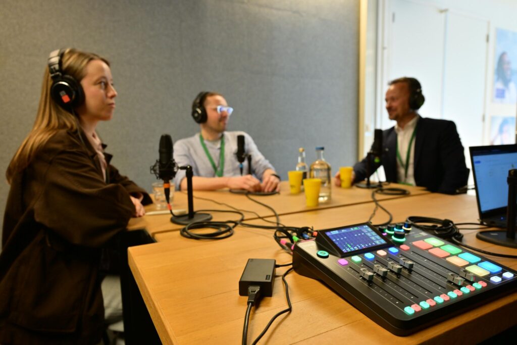 Kara Kane, Martin Jordan and Morten Meyerhoff Nielsen in the studio